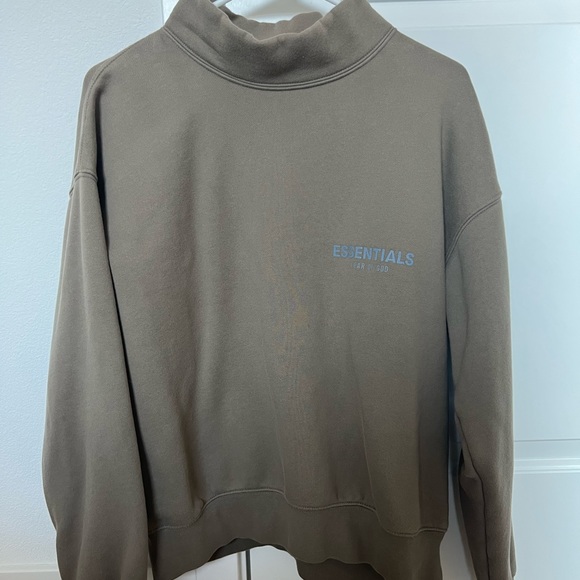 ESSENTIALS Taupe Mock Neck Pullover (XXS) - Picture 4 of 8